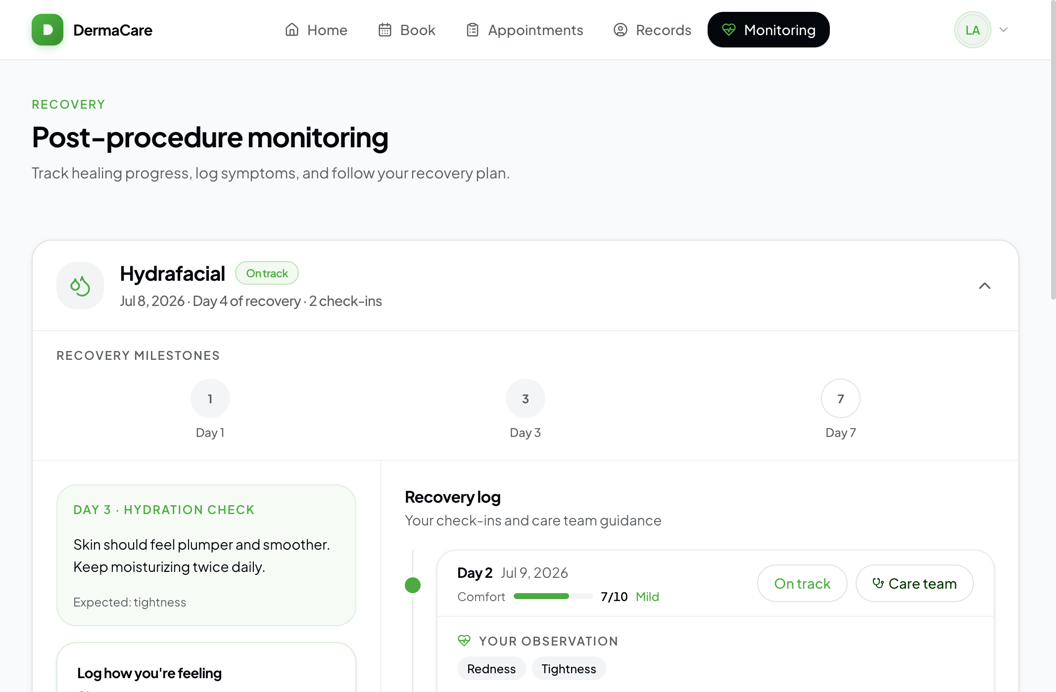 DermaCare Recovery Monitoring DermaCare Recovery Monitoring