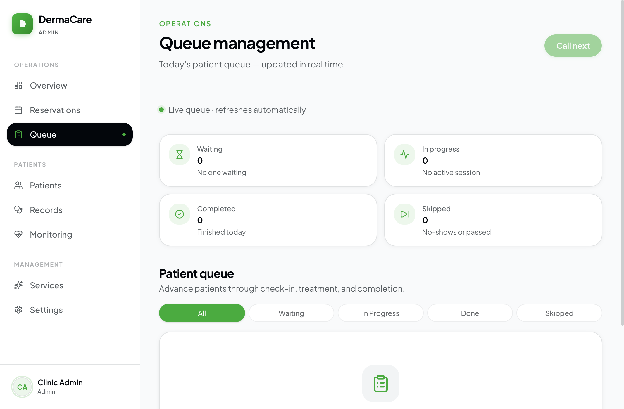 DermaCare Live Queue DermaCare Live Queue