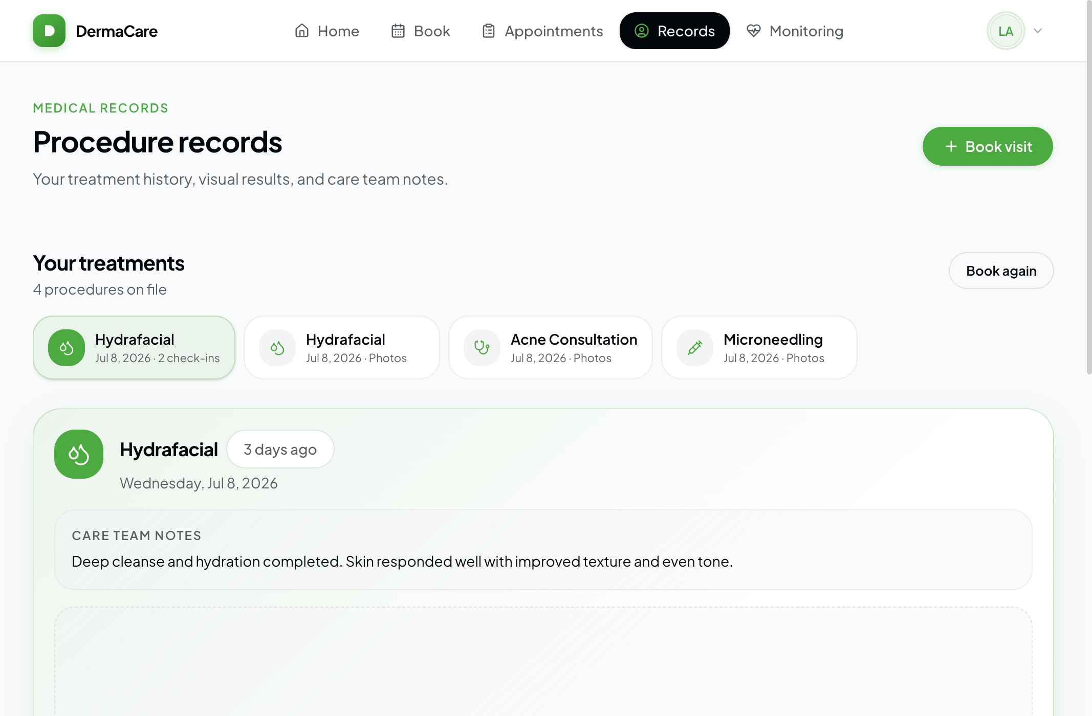 DermaCare Treatment Records DermaCare Treatment Records